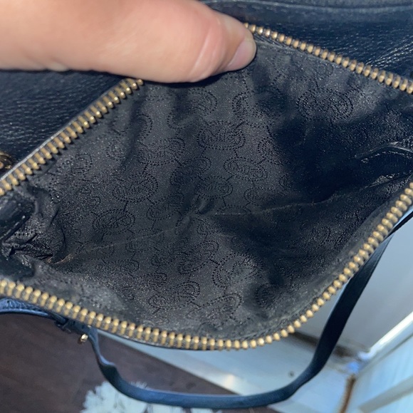 Michael Kors Fulton crossbody bag small black pebbled leather gold logo - Picture 8 of 12